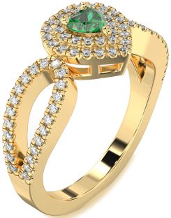 Diamond Emerald Gold Heart Pave Promise Ring