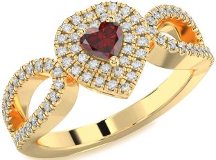 Diamond Amethyst Gold Heart Pave Promise Ring