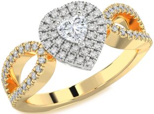 Diamond White Yellow Gold Heart Promise Ring