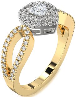 Diamond White Yellow Gold Heart Pave Promise Ring