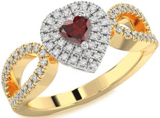 Diamond Amethyst Platinum & Yellow Gold Heart Pave Promise Ring