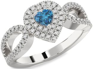 Diamond Amethyst Platinum Heart Pave Promise Ring