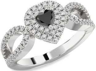 Diamond Amethyst Platinum Heart Pave Promise Ring