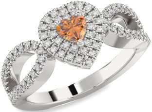 Diamond Amethyst Platinum Heart Pave Promise Ring