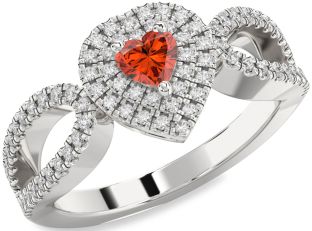 Diamond Amethyst Platinum Heart Pave Promise Ring