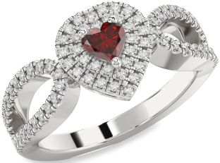 Diamond Amethyst Platinum Heart Pave Promise Ring