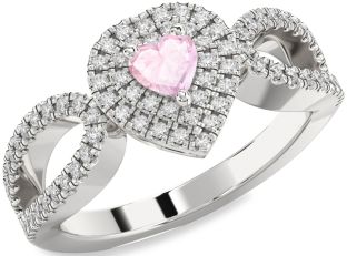 Diamond Amethyst Platinum Heart Pave Promise Ring