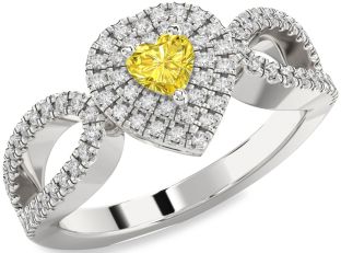 Diamond Amethyst Platinum Heart Pave Promise Ring