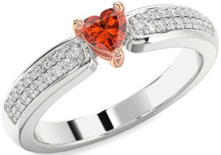 Diamond Amethyst Platinum & Rose Gold Heart Pave Promise Ring