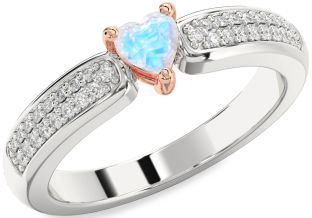 Diamond Amethyst Platinum & Rose Gold Heart Pave Promise Ring