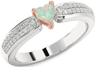 Diamond Amethyst Platinum & Rose Gold Heart Pave Promise Ring