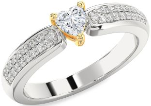 Diamond Silver & 10K gold Heart Promise Ring