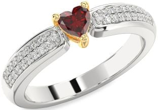Diamond Amethyst Platinum & Yellow Gold Heart Pave Promise Ring