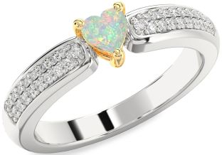 Diamond Amethyst Platinum & Yellow Gold Heart Pave Promise Ring