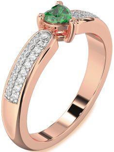 Diamond Emerald Rose Gold Heart Pave Promise Ring