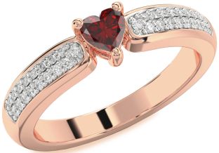 Diamond Amethyst Rose Gold Heart Pave Promise Ring