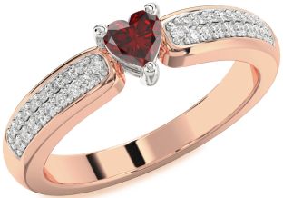 Diamond Amethyst Platinum & Rose Gold Heart Pave Promise Ring