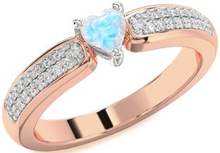 Diamond Amethyst Platinum & Rose Gold Heart Pave Promise Ring