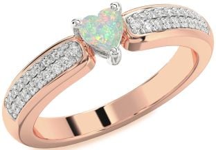 Diamond Amethyst Platinum & Rose Gold Heart Pave Promise Ring