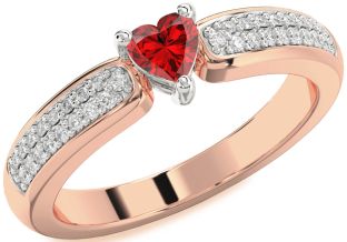 Diamond Ruby White Rose Gold Heart Promise Ring