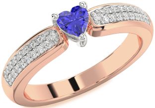 Diamond Amethyst Platinum & Rose Gold Heart Pave Promise Ring