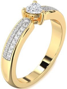 Diamond Gold Heart Pave Promise Ring