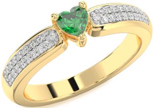 Diamond Emerald Gold Heart Promise Ring