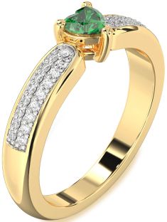 Diamond Emerald Gold Heart Pave Promise Ring