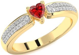 Diamond Ruby Gold Heart Promise Ring