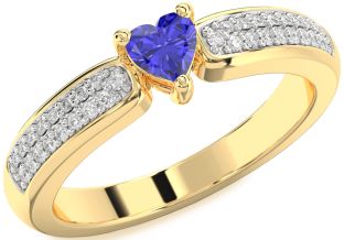 Diamond Amethyst Gold Heart Pave Promise Ring