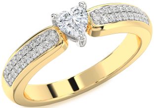Diamond White Yellow Gold Heart Promise Ring