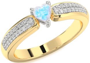 Diamond Amethyst Platinum & Yellow Gold Heart Pave Promise Ring