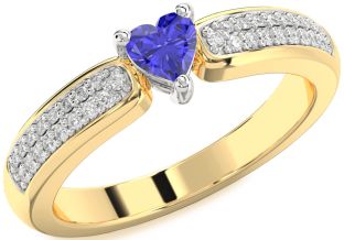 Diamond Amethyst Platinum & Yellow Gold Heart Pave Promise Ring