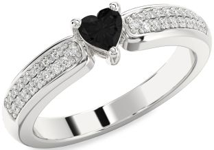 Diamond Amethyst Platinum Heart Pave Promise Ring