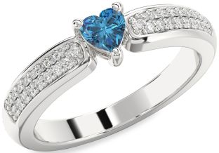 Diamond Amethyst Platinum Heart Pave Promise Ring