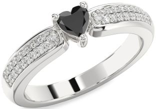 Diamond Amethyst Platinum Heart Pave Promise Ring