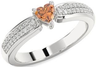 Diamond Amethyst Platinum Heart Pave Promise Ring