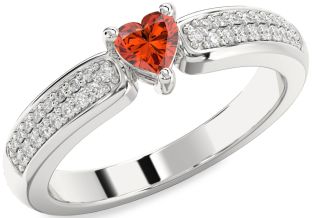 Diamond Amethyst Platinum Heart Pave Promise Ring