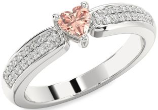 Diamond Amethyst Platinum Heart Pave Promise Ring