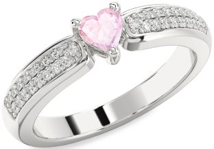 Diamond Amethyst Platinum Heart Pave Promise Ring