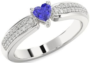 Diamond Amethyst Platinum Heart Pave Promise Ring