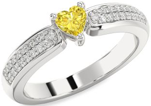 Diamond Amethyst Platinum Heart Pave Promise Ring