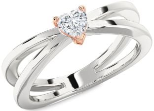 Diamond White Rose Gold Heart Promise Ring