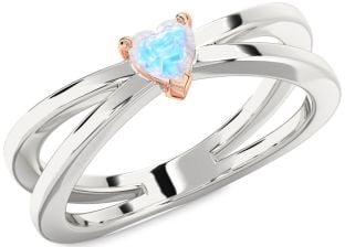 Amethyst Platinum & Rose Gold Heart Promise Ring