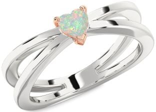 Amethyst Platinum & Rose Gold Heart Promise Ring