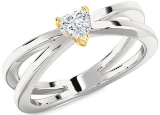 Diamond White Yellow Gold Heart Promise Ring