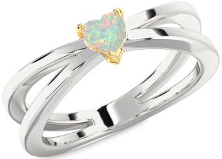 Amethyst Platinum & Yellow Gold Heart Promise Ring