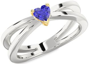 Amethyst Platinum & Yellow Gold Heart Promise Ring