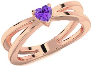 Amethyst Rose Gold Heart Promise Ring