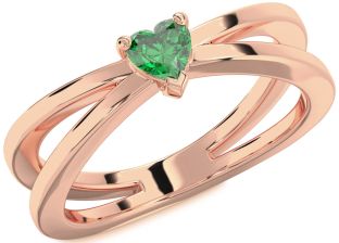 Emerald Rose Gold Heart Promise Ring